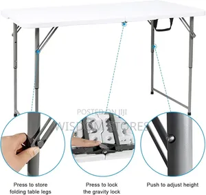 White Portable Folding Table With Carrying Handle for Camping Party