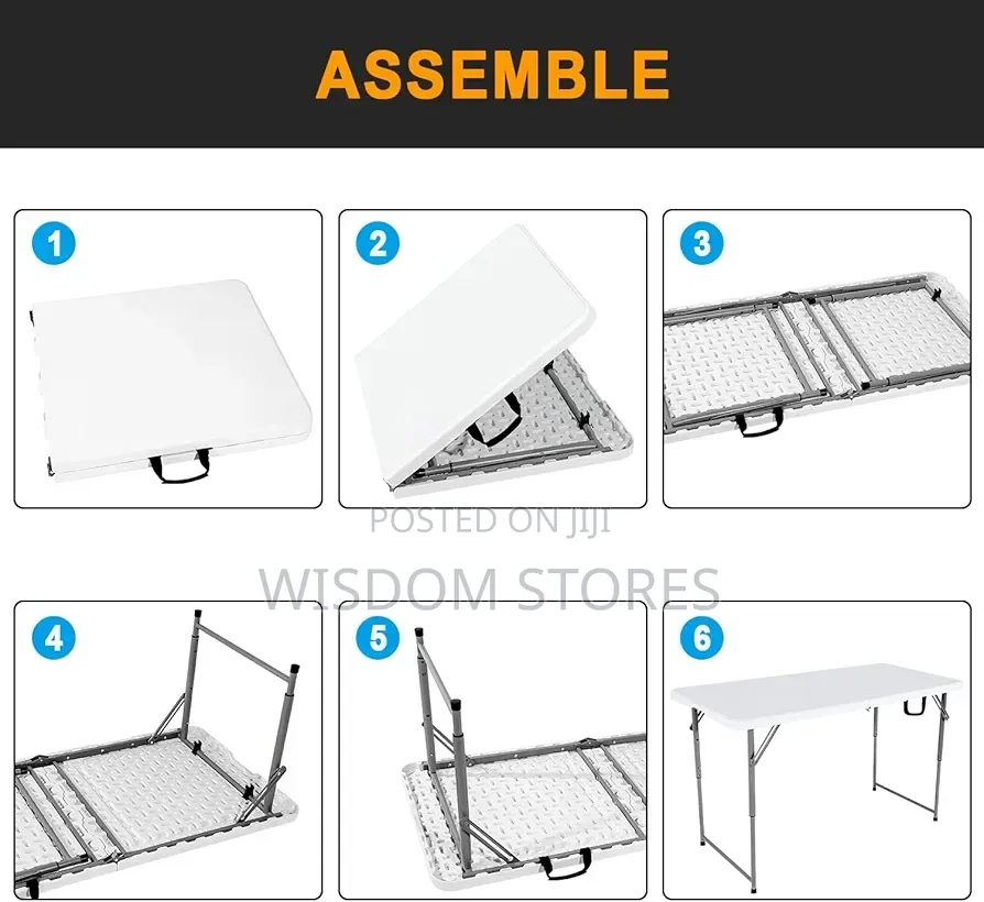 White Portable Folding Table With Carrying Handle for Camping Party