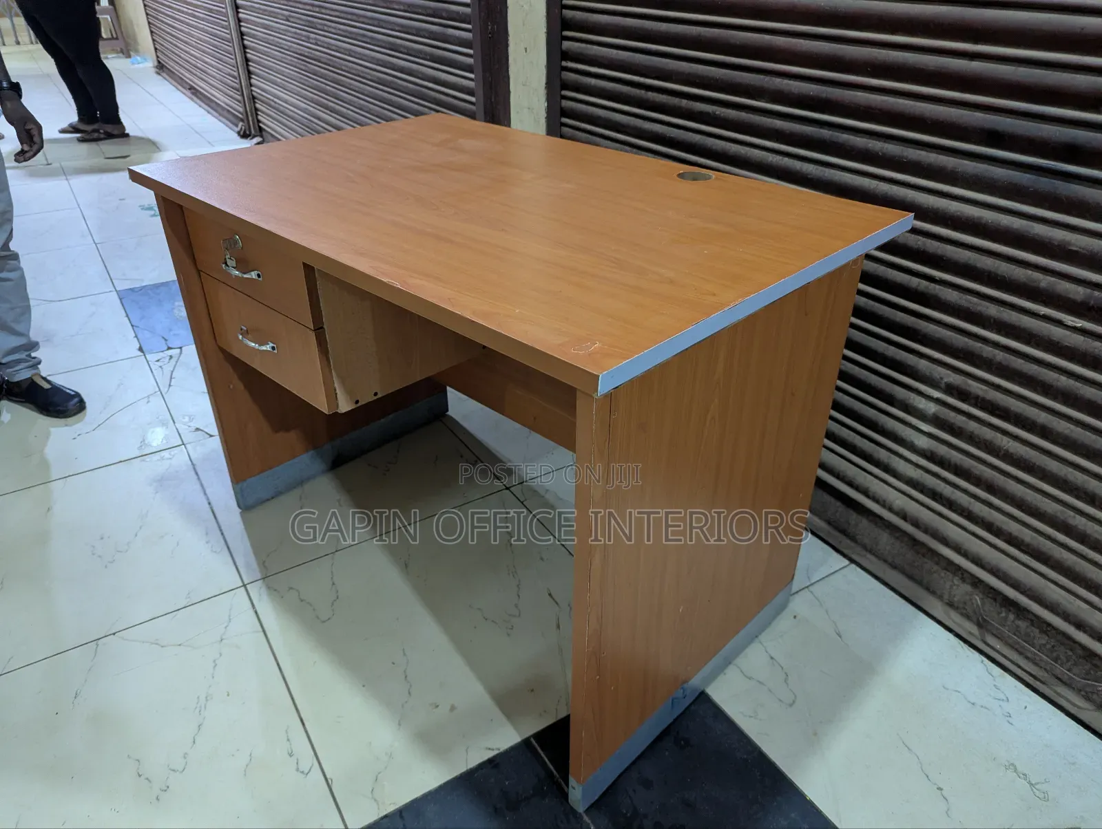Second Hand Office Desk, 110cm // 1.1 Metres With Two Fixed Drawers