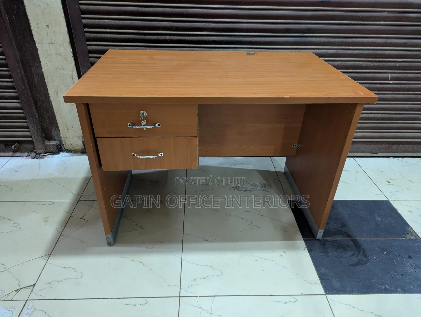 Second Hand Office Desk, 110cm // 1.1 Metres With Two Fixed Drawers