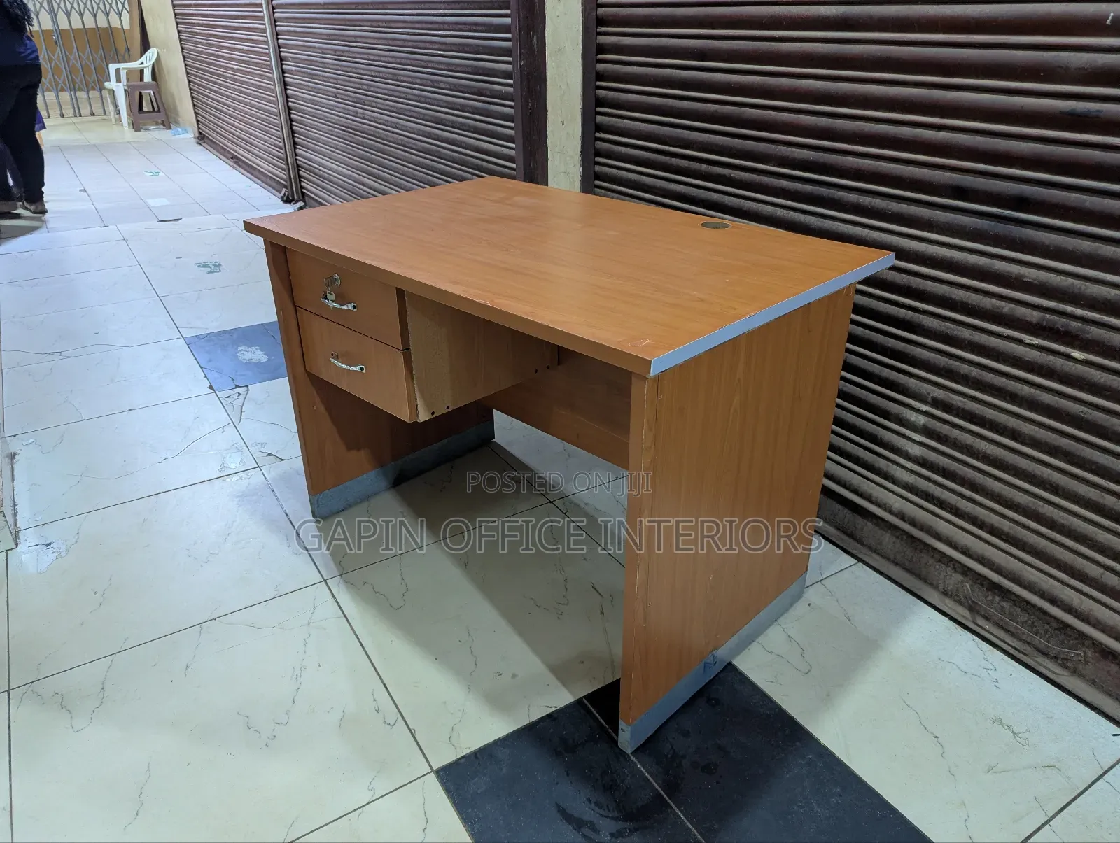 Second Hand Office Desk, 110cm // 1.1 Metres With Two Fixed Drawers