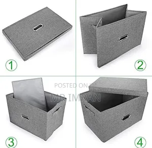 Foldable Fabric Storage Bin With a Lid
