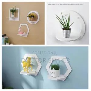 White Geometric Floating Wall Shelf