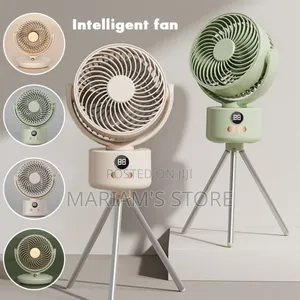 Portable Green Rechargeable Camping Fan With Foldable Tripod Legs
