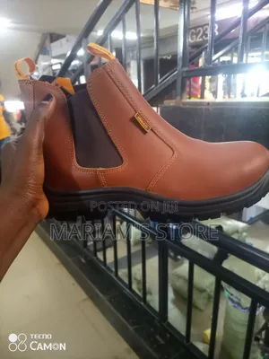 Ingco Brown Leather Slip-on Safety Boots Featuring a Steel Toe Cap