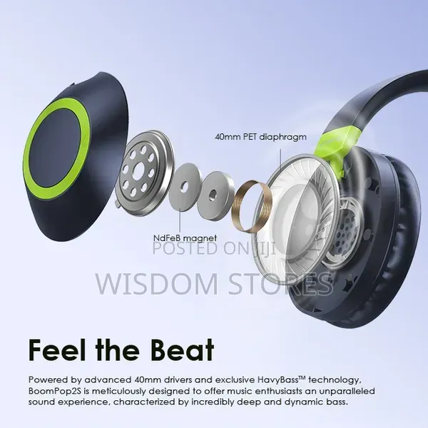 Oraimo Boompop2s Enc Over-Ear Wireless Headphones