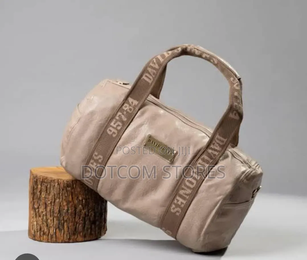 Beige David Jones Cylindrical Duffel Bag