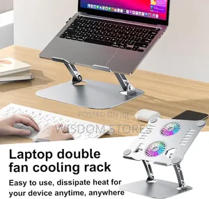 Adjustable Height Laptop Double Fan Metal Cooling Pad