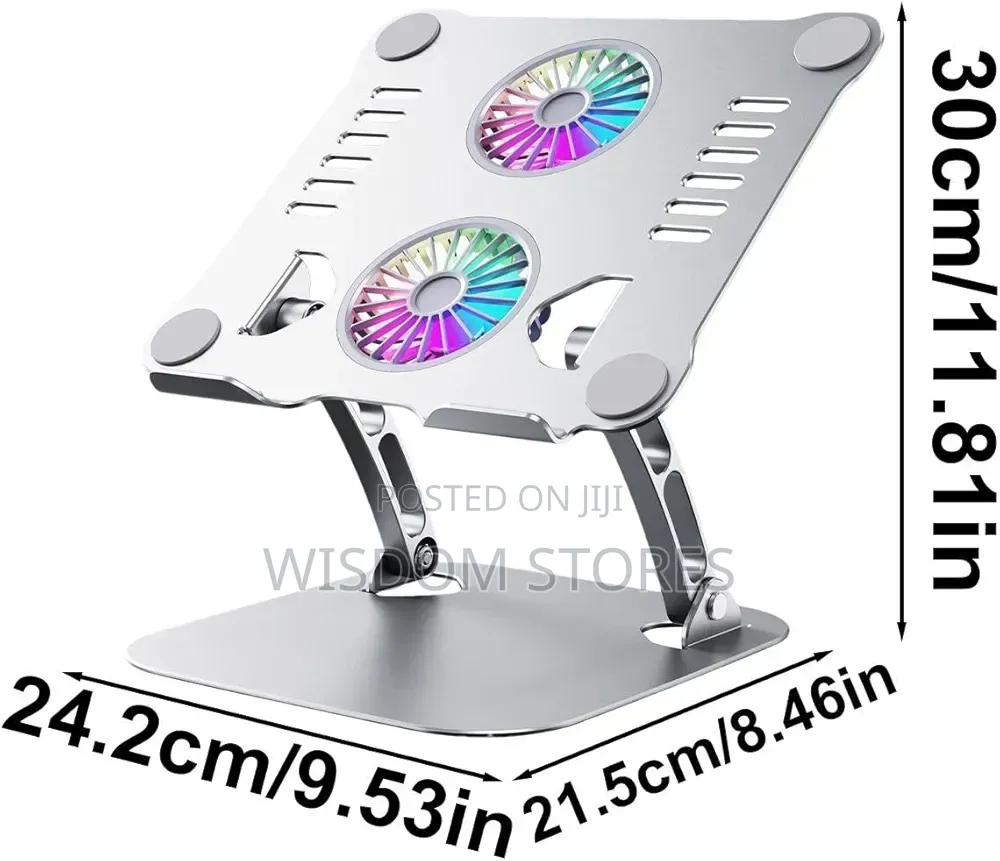Adjustable Height Laptop Double Fan Metal Cooling Pad