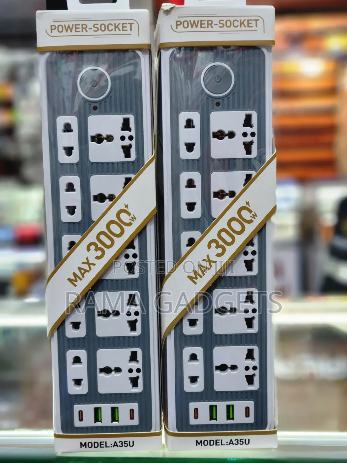 Power Extension Socket With Multiple Universal Outlets.