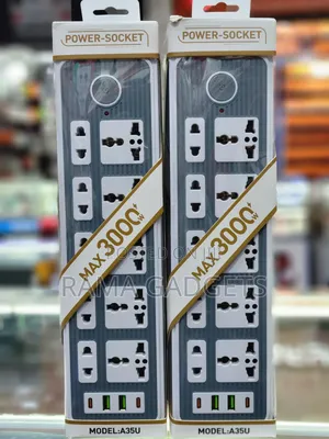 Power Extension Socket With Multiple Universal Outlets.
