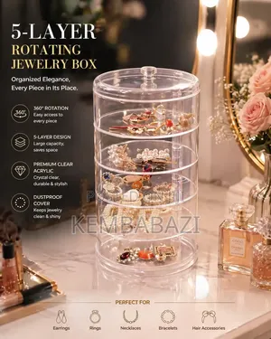 Beautiful 5 Layer Rotating Transparent Jewelry Box
