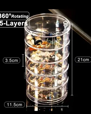 Beautiful 5 Layer Rotating Transparent Jewelry Box