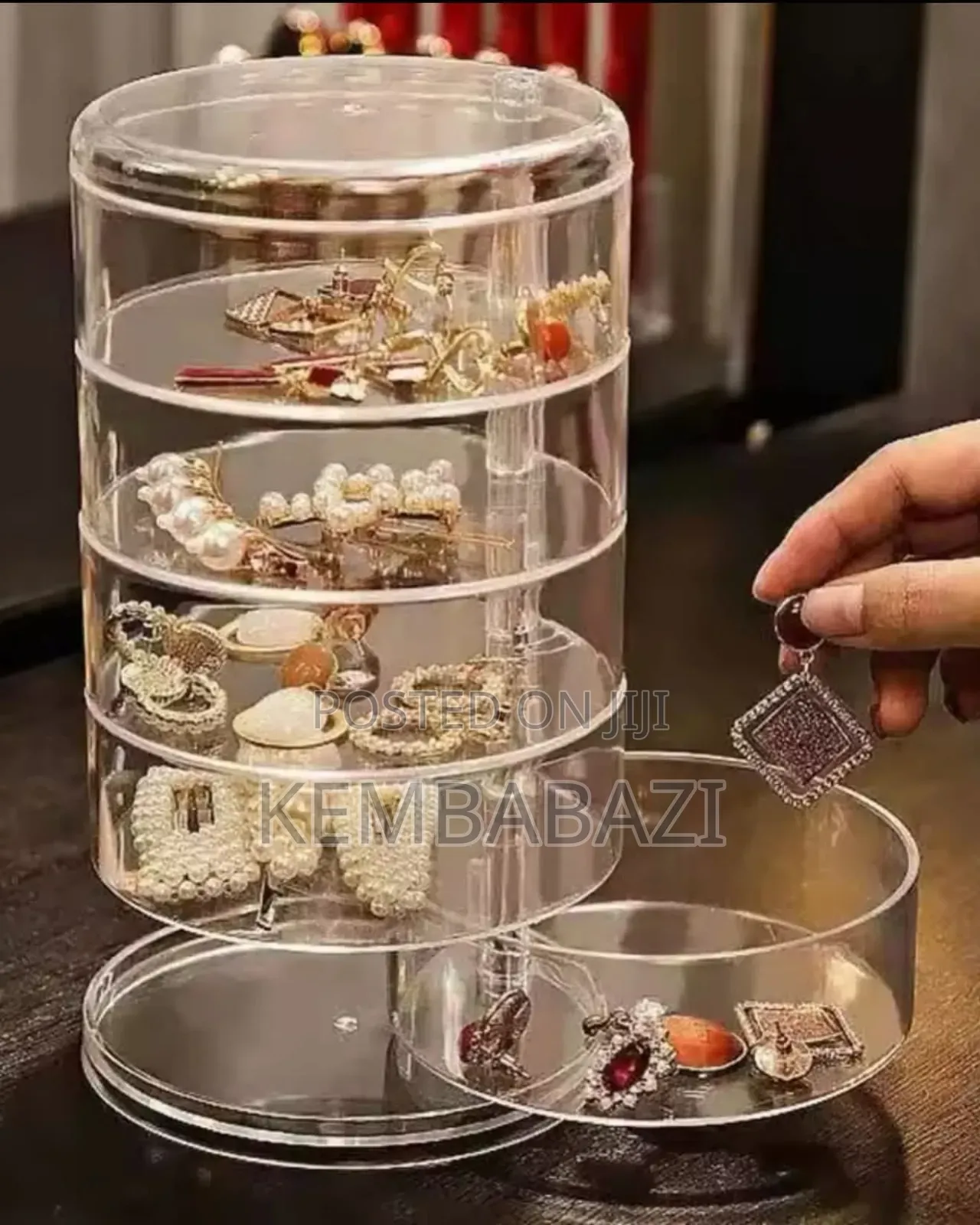 Beautiful 5 Layer Rotating Transparent Jewelry Box