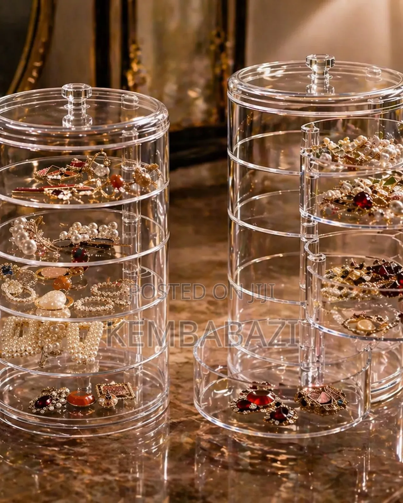 Beautiful 5 Layer Rotating Transparent Jewelry Box