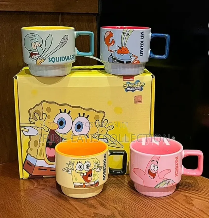 Set of 4 Stackable Ceramic Mugs