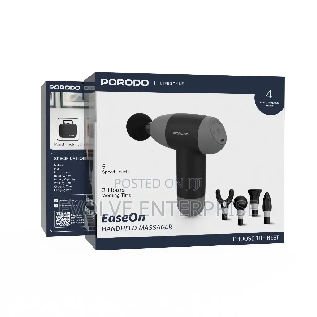 Porodo Easeon Handheld Massager With 4 Interchangeable Heads