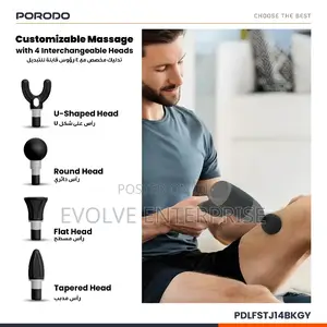 Porodo Easeon Handheld Massager With 4 Interchangeable Heads