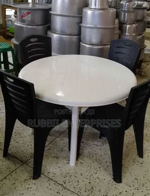 White Round Table + 4 Chairs