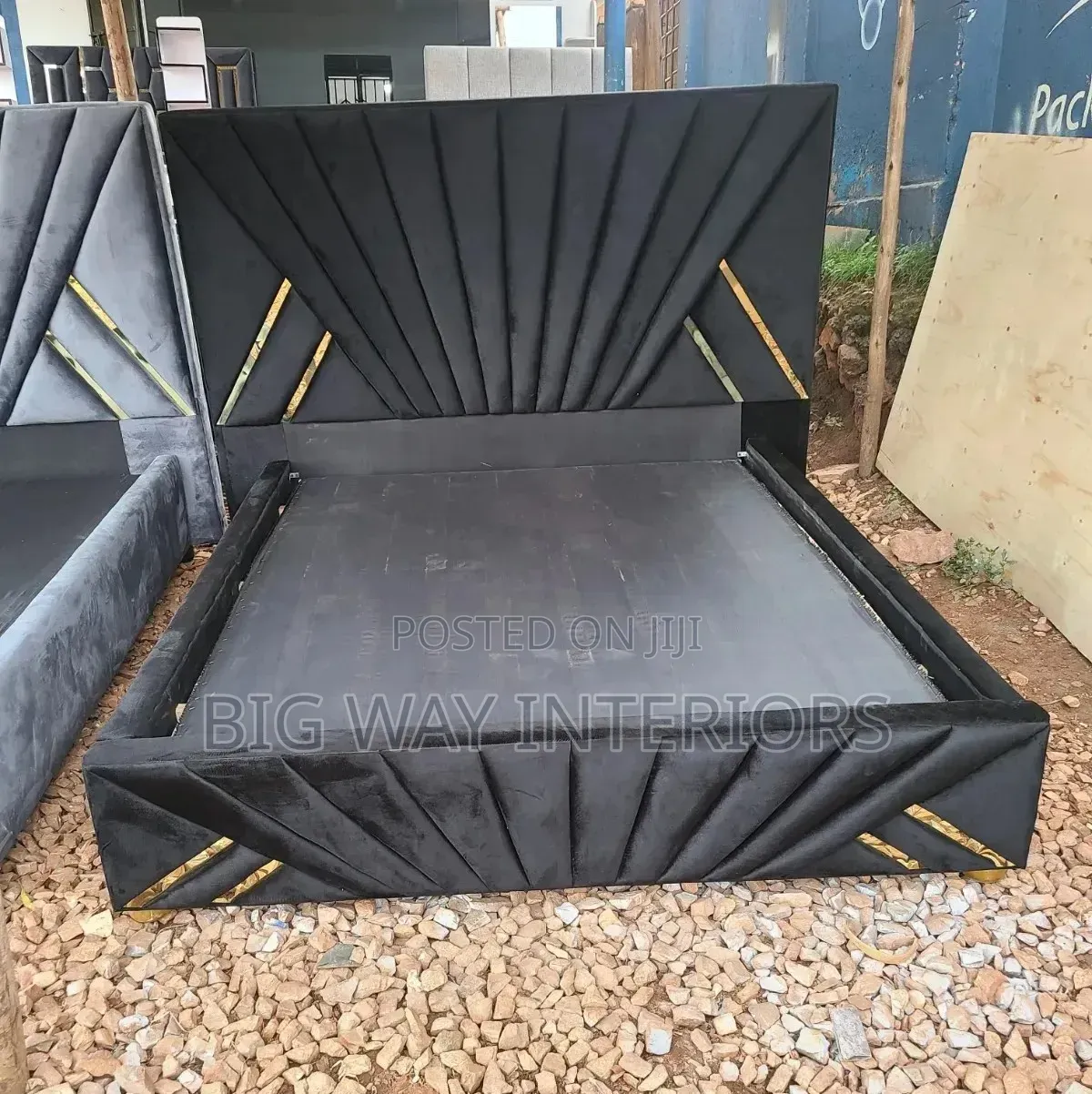Black Stripped 5by6 Fabric Bed