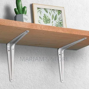 White L-Shaped Metal Shelf Brackets Used for Holding
