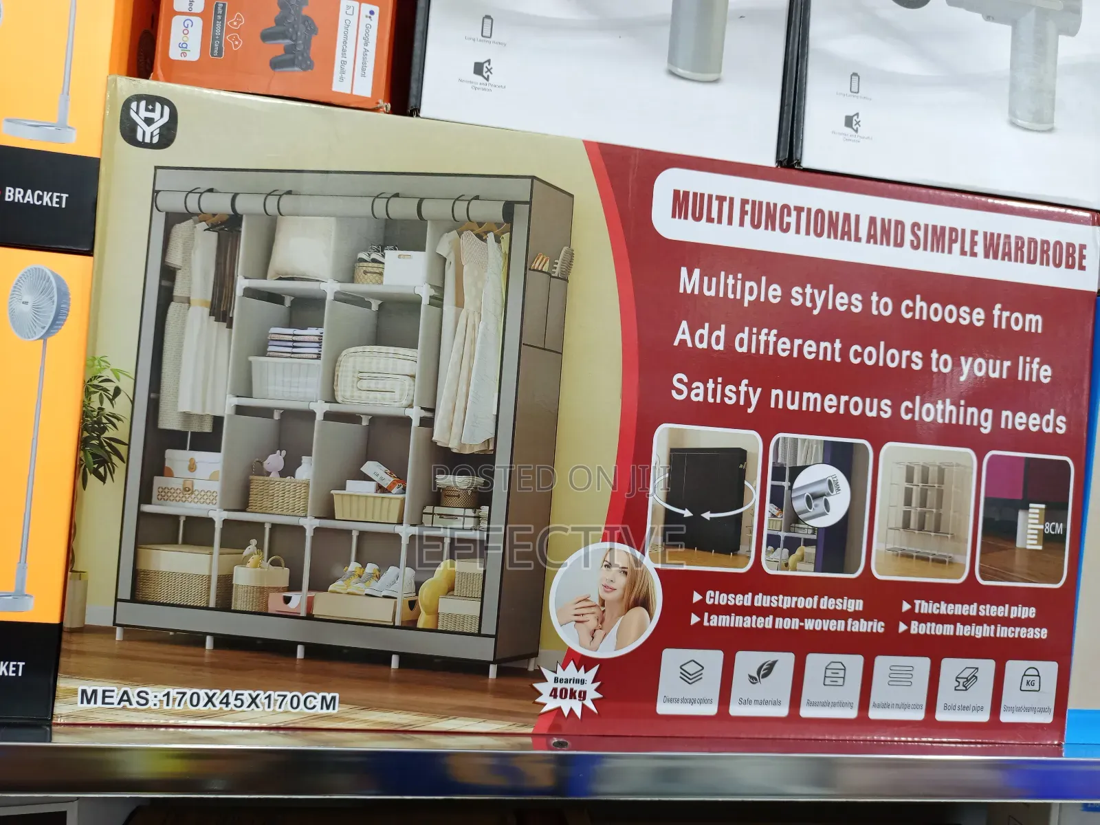 Portable Multi-Functional Grey Wardrobe.