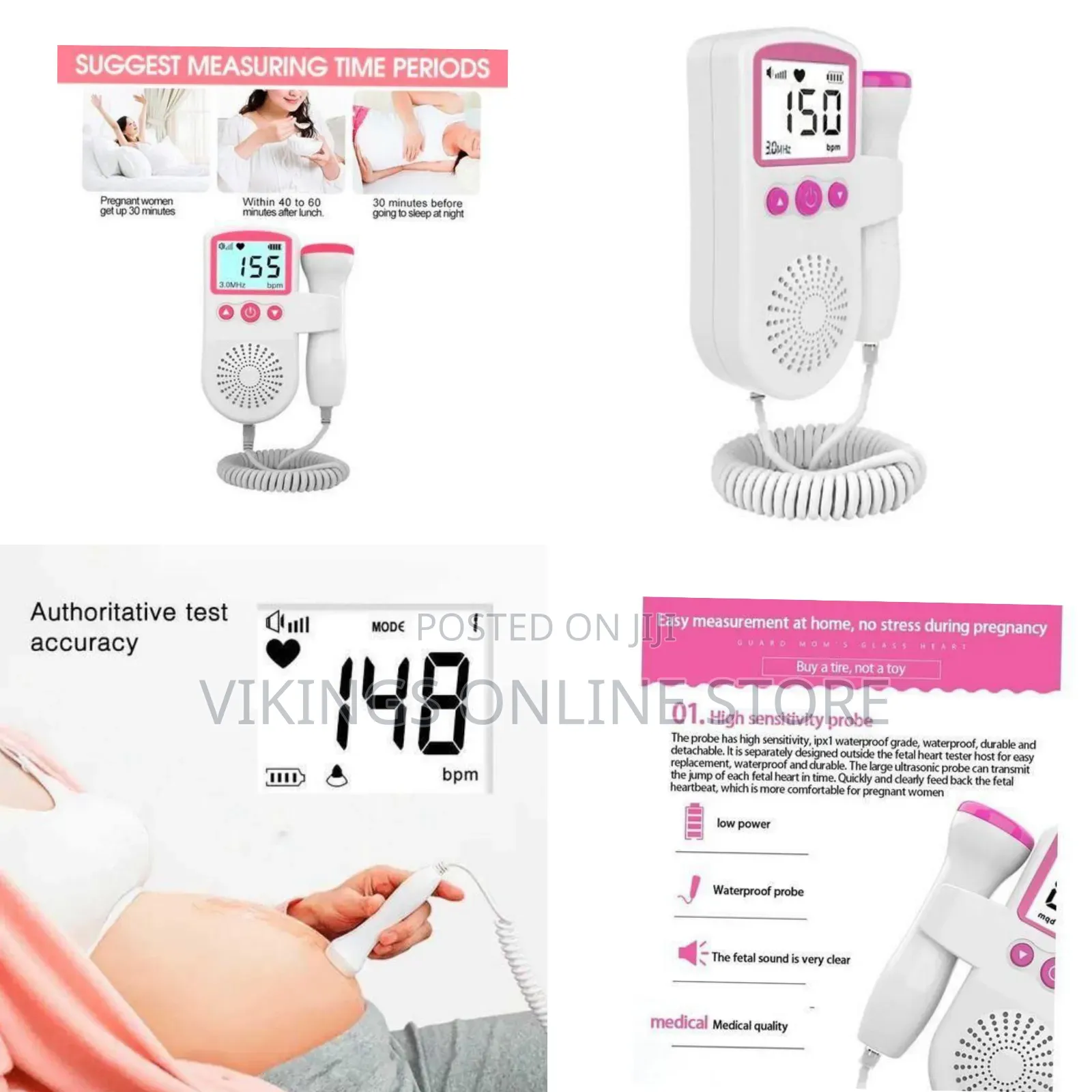 Professional Portable Fetal Doppler With Digital LCD Display