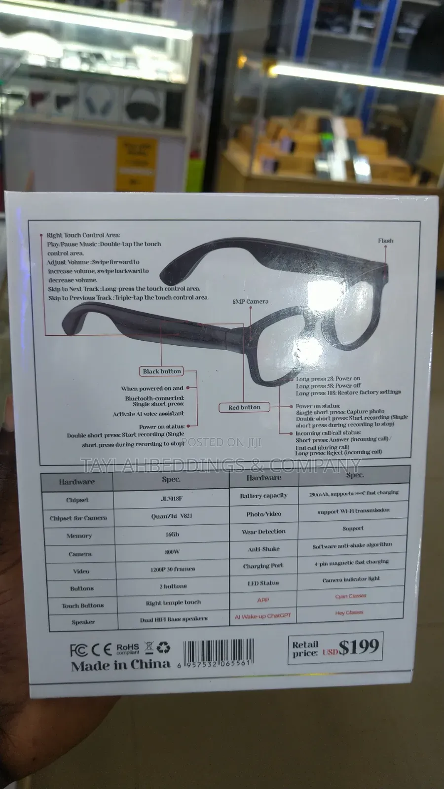 Aimb-G1 Smart Glasses Camera Video Picture Surveillance 8 Mega Pixel
