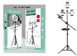 Ringlight With Stand and Microphone Stand Set Up