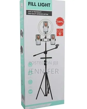Ringlight With Stand and Microphone Stand Set Up