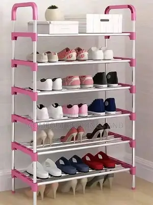 Six Layer Free Stand Shoe Rack Pink