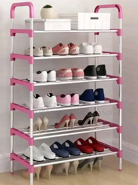 Six Layer Free Stand Shoe Rack Pink