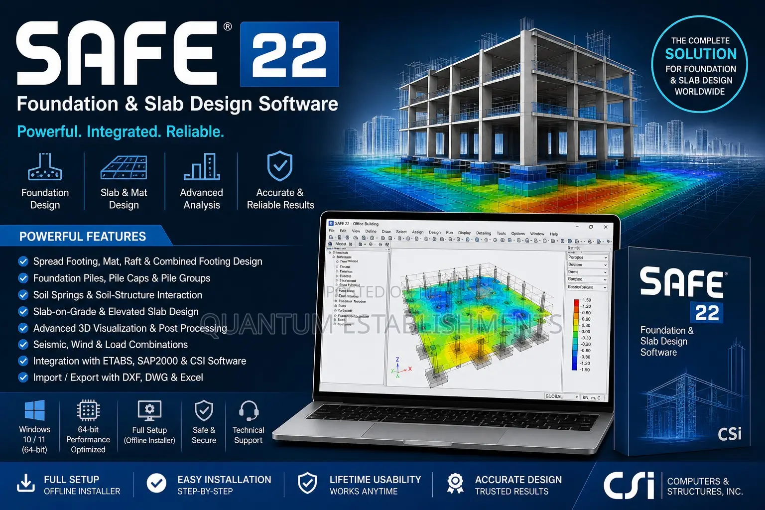 Csi Safe 22 | Foundation Slab Design Software | Full Setup | Windows