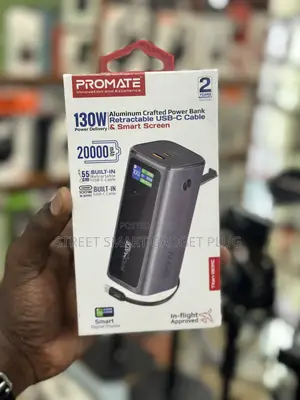 Promate 130watts 20,000mah Powerbank With Rectractable Cable