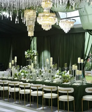 Luxury Emerald Green Wedding Setup | Elegant Reception Décor