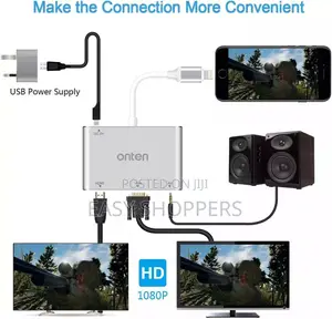 iPhone to Hdmi and Vga + Av (3 in 1 Smart Adapter) 1080p Quality