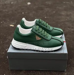 Green Version of Prada Leather Men’S Sneakers