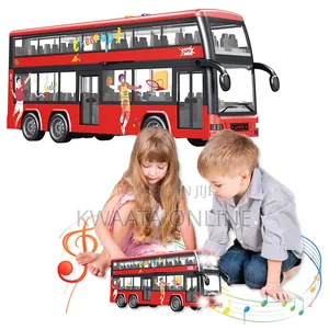 Double Decker Kids Bus Toy With Lights & Sounds - Friction Powered