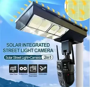 4g 2-in-1 Solar Street Light Camera Outdoor, 12mp Dual Lens PTZ