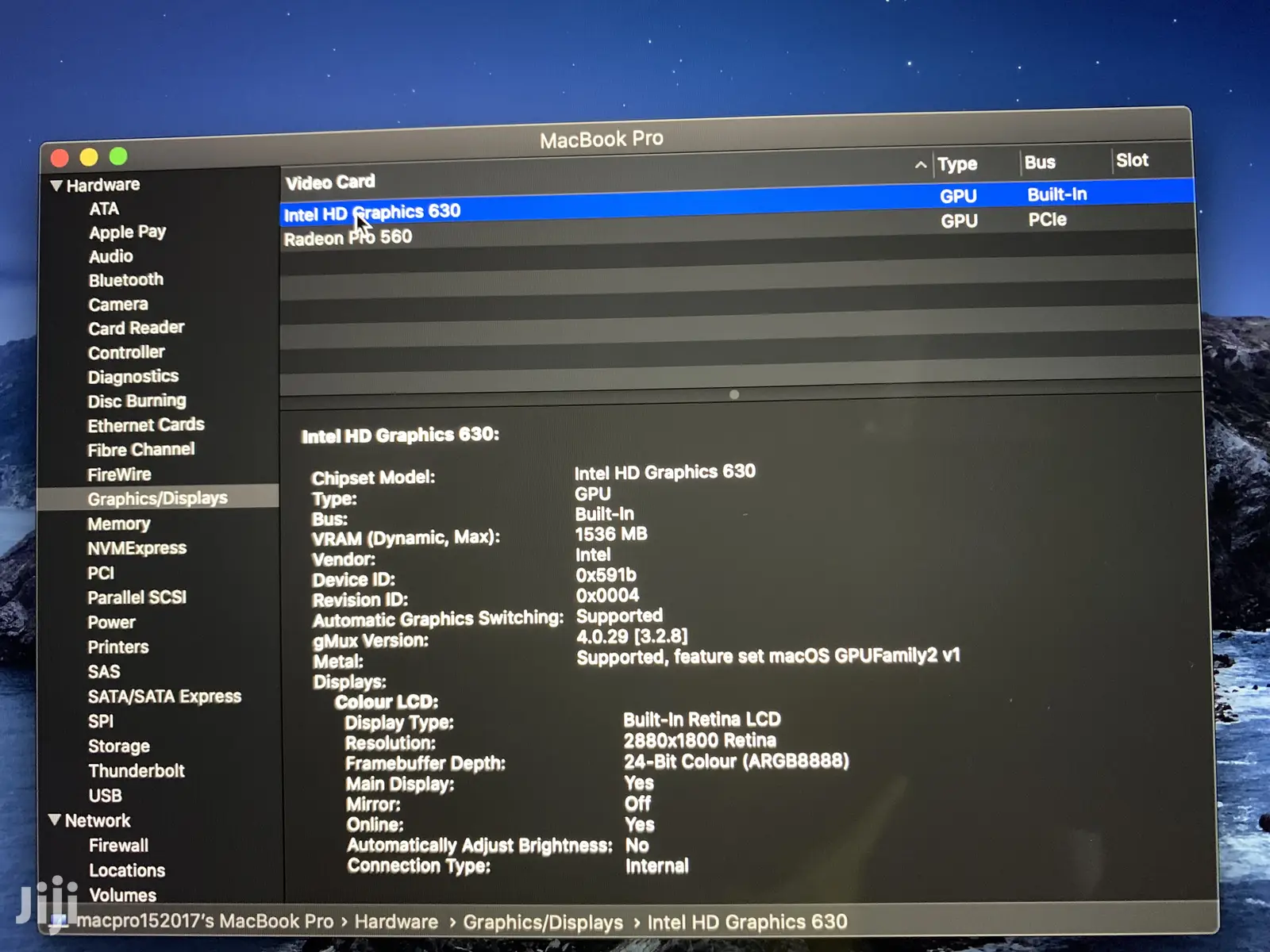 Laptop Apple MacBook Pro 16GB Intel Core i7 SSD 512GB