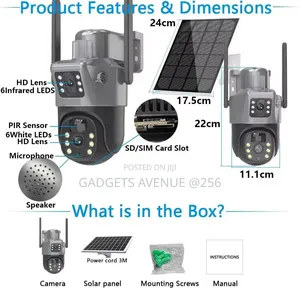 V380 4g Solar-Powered PTZ Security Camera.