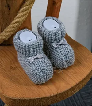 Grey Knitted Baby Booties
