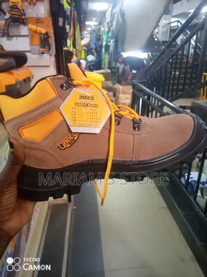 Ingco Safety Boots With a Brown Suede and Reinforced Steel Toe.