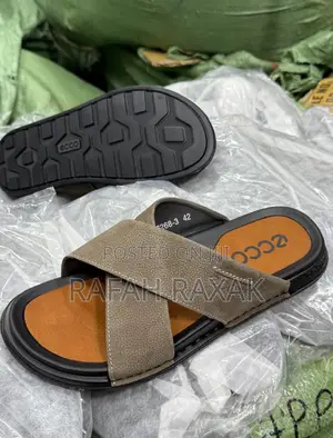Original Men’S Biege Ecco Cross Line Premium Leather Sandals