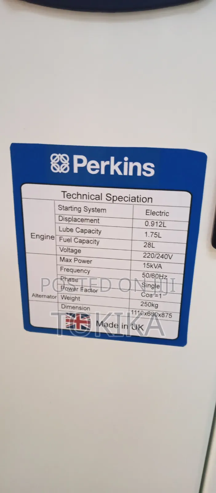 Perkins 15kva Diesel Generator Watercooled