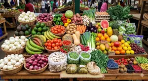 Food, Groceries, Vegetables, Herbs, Fruits, Roots, Staples, Protein