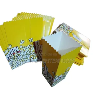 50pcs Pack Of Yellow Disposable Paper Popcorn Bags