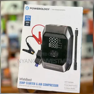 Powerology Inflateboost Jump Starter | Air Compressor Black
