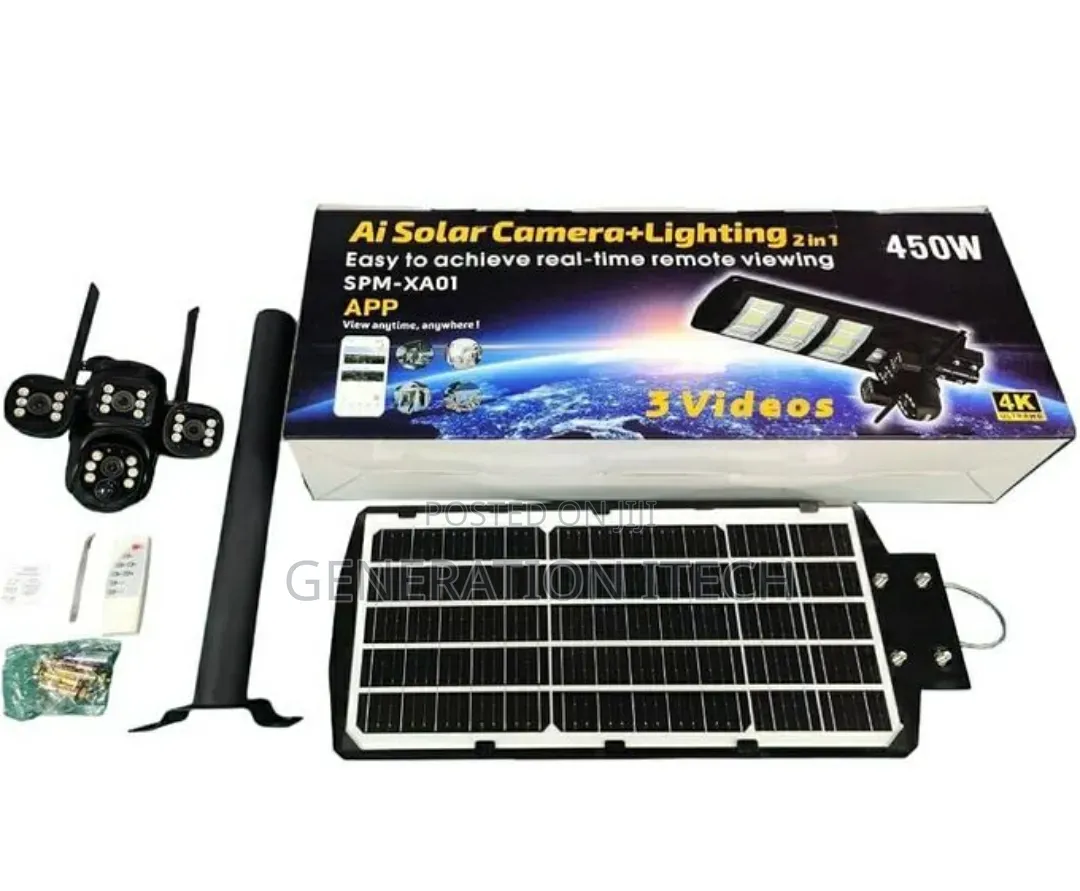 Ai Solar Camera+Lighting 2-in-1, Water-Proof 450w Security Light