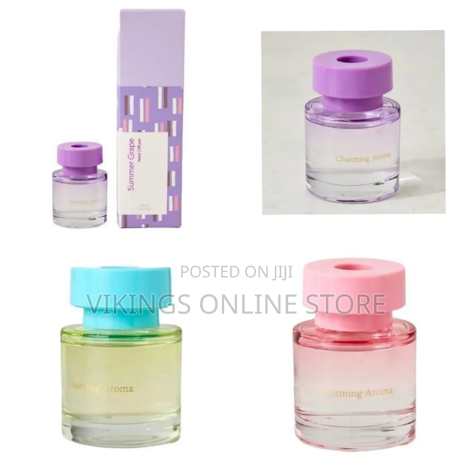 Refreshing Summer Grape Reed Diffuser Set - Multicolor
